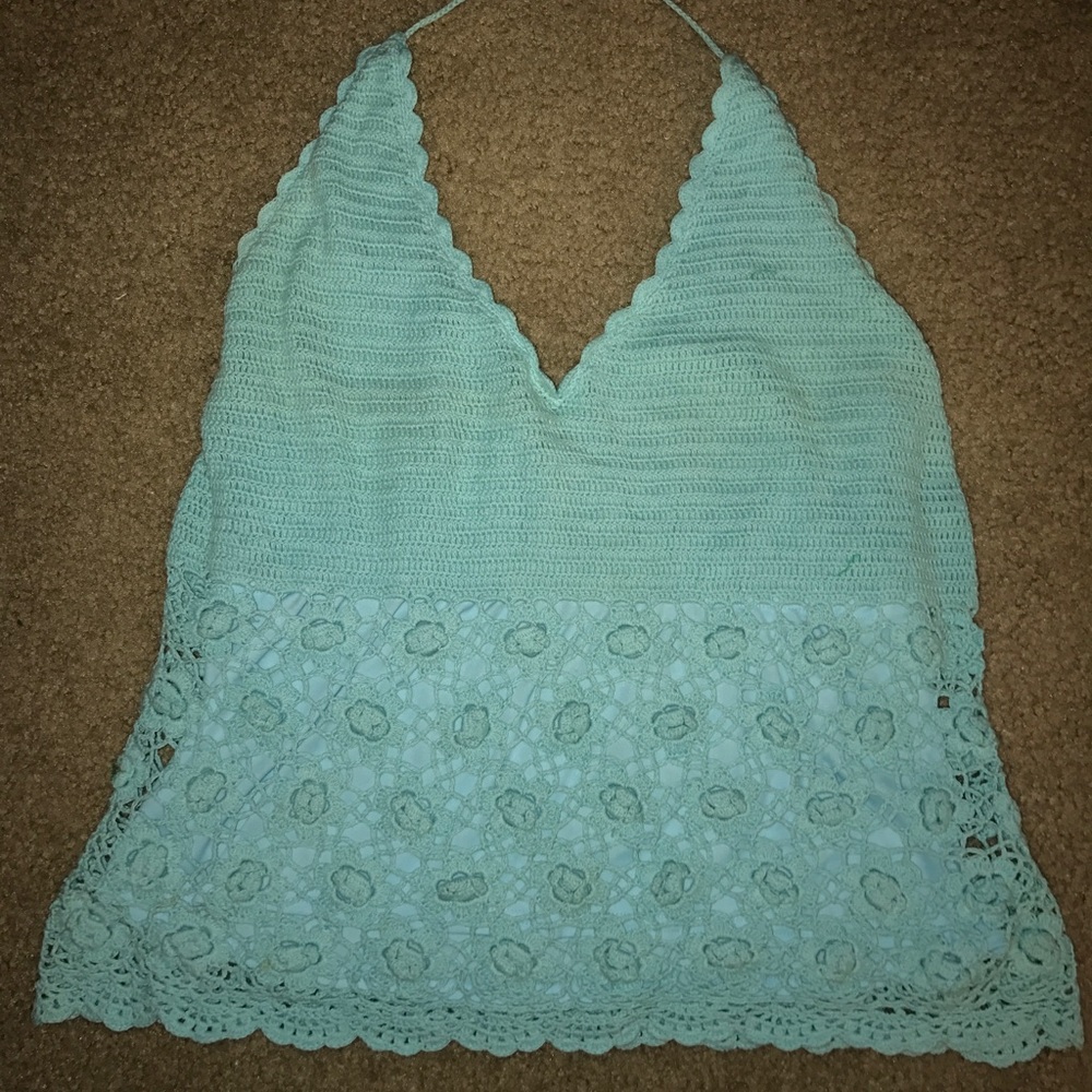 Lily Pulitzer size large blue crochet halter tank